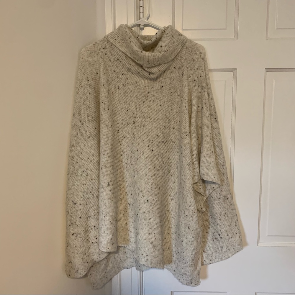 Moon & Madison Confetti Speckle Cowl Poncho Cape Sweater Oversize M